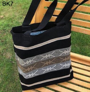Unique Hand-woven Andean Tote Bag - Black-7