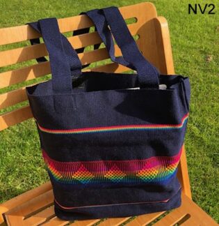 Unique Hand-woven Andean Tote Bag - Navy-2